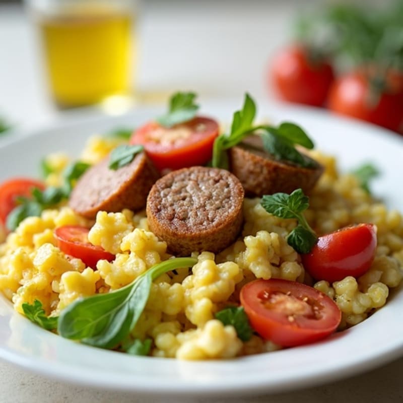 Egg White Veggie Scramble with Turkey Sausage