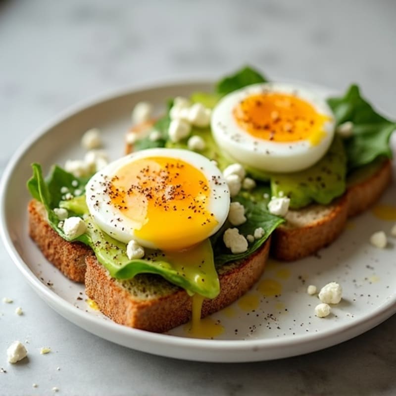 Creamy Avocado Toast with Jammy Soft-Boiled Eggs and Feta