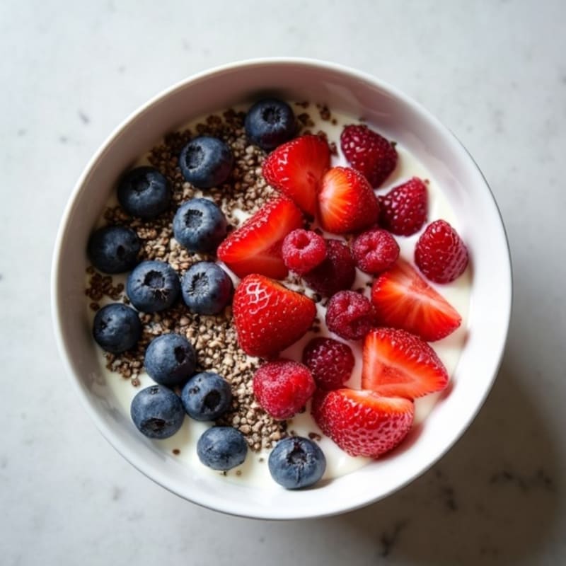 Greek Yogurt Bowl with Fresh Berries and Chia Seeds