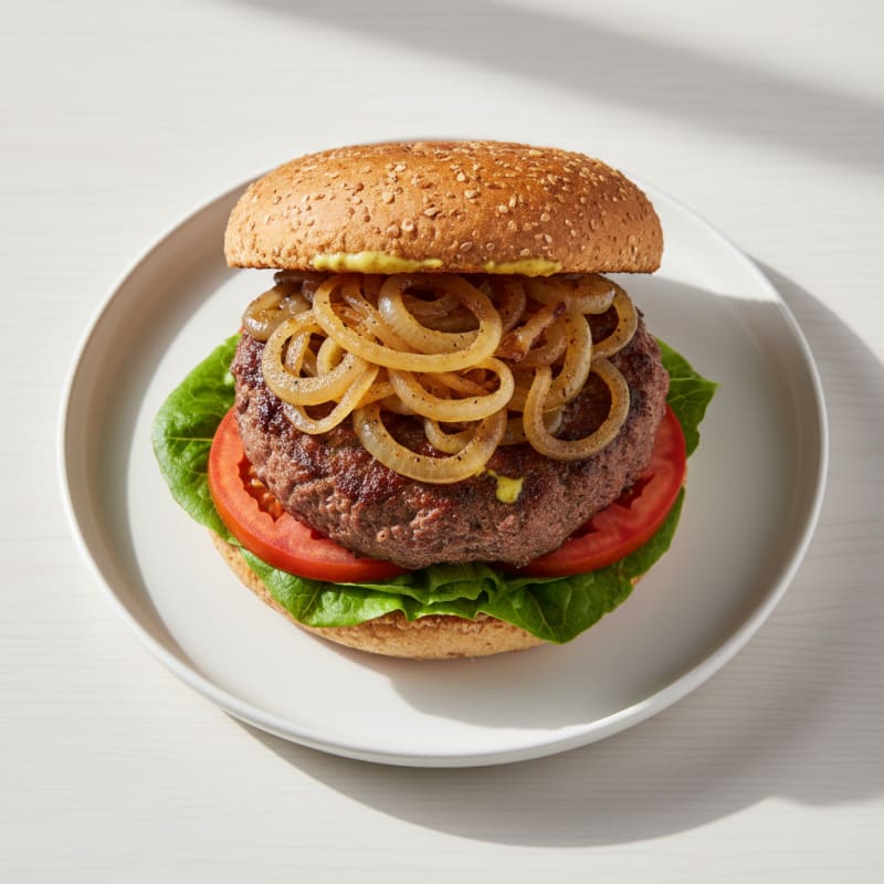 Classic Beef Burger with Caramelized Onions