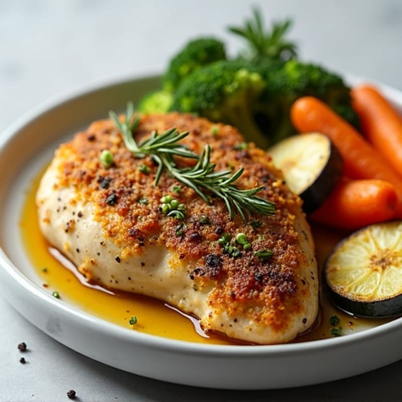 Herb-Crusted Pan Seared Chicken with Roasted Vegetables