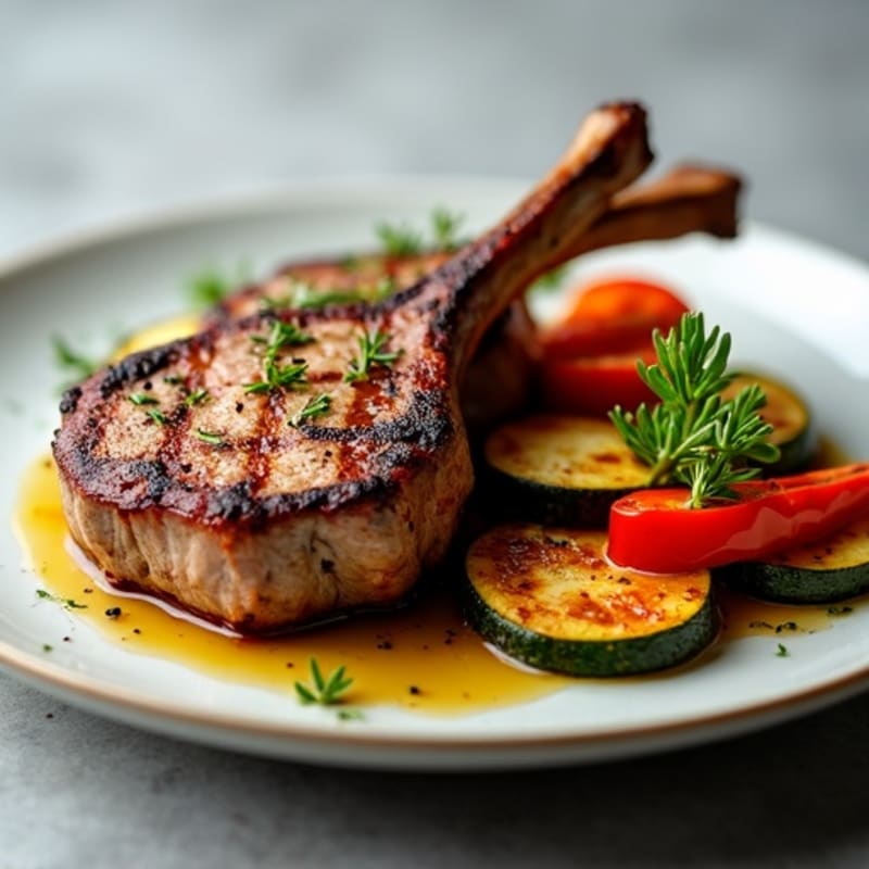 Grilled Herb Lamb Chops with Roasted Vegetables