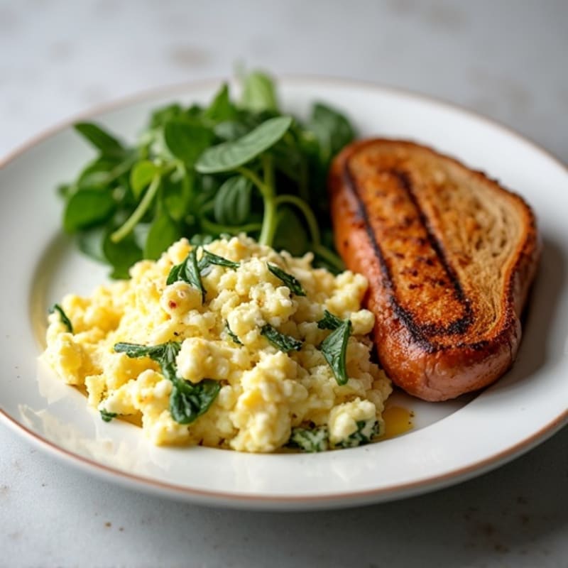 Egg White Scramble with Spinach and Grilled Turkey Sausage