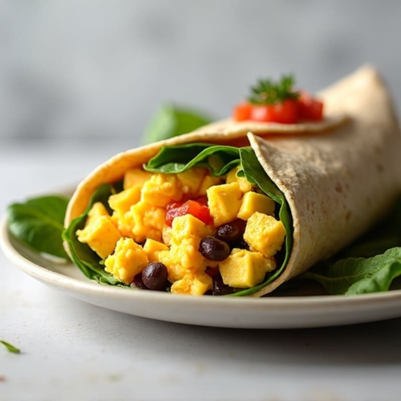 Hearty Scrambled Egg and Black Bean Breakfast Burrito