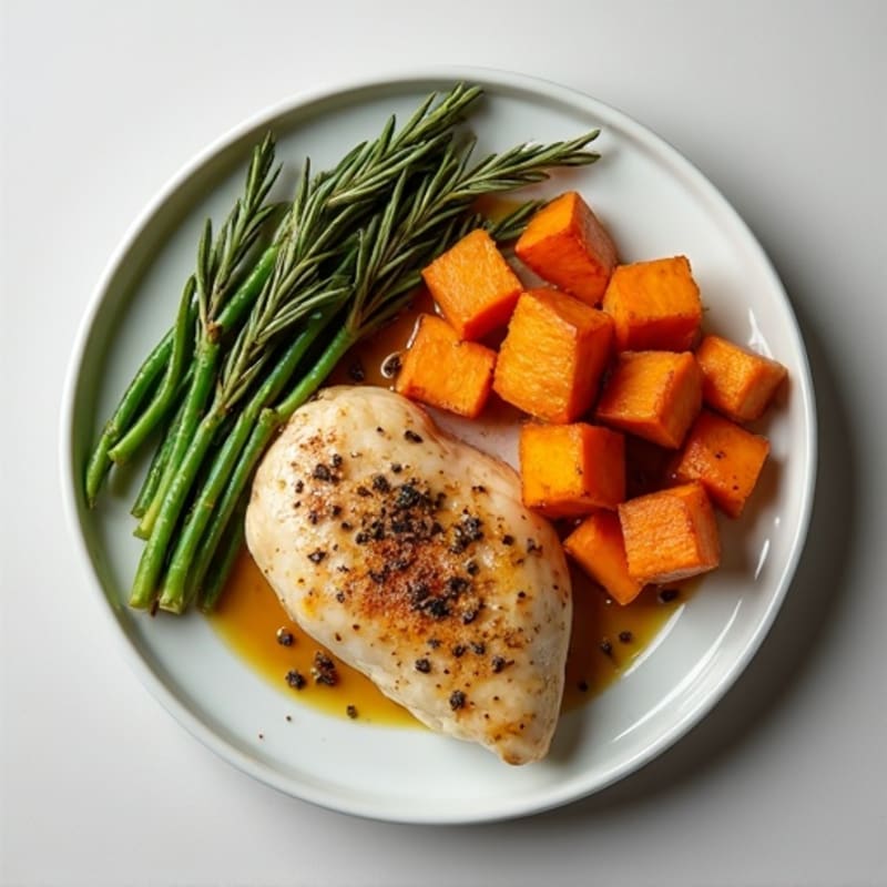 Herb-Roasted Chicken with Roasted Sweet Potatoes