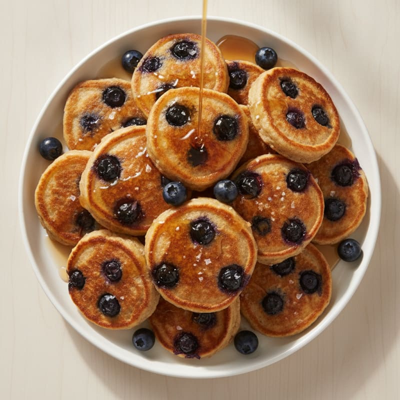 Blueberry Pancake Bites with Maple Drizzle