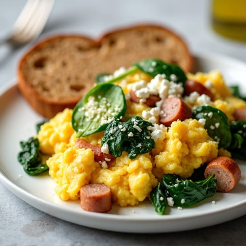 Egg White and Turkey Sausage Scramble with Spinach