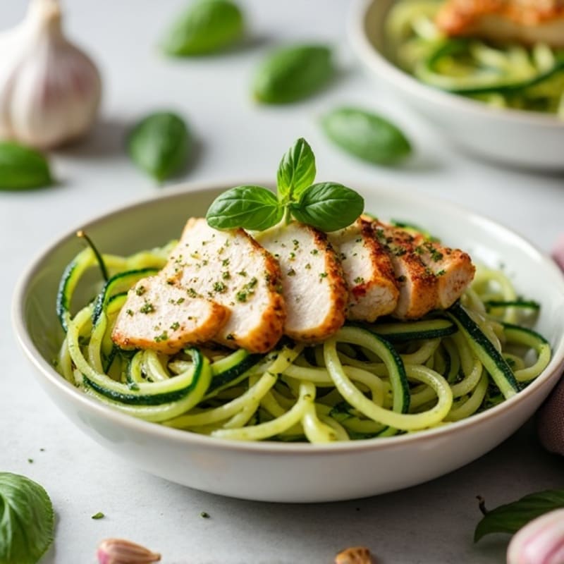 Creamy Pesto Chicken with Zucchini Noodles