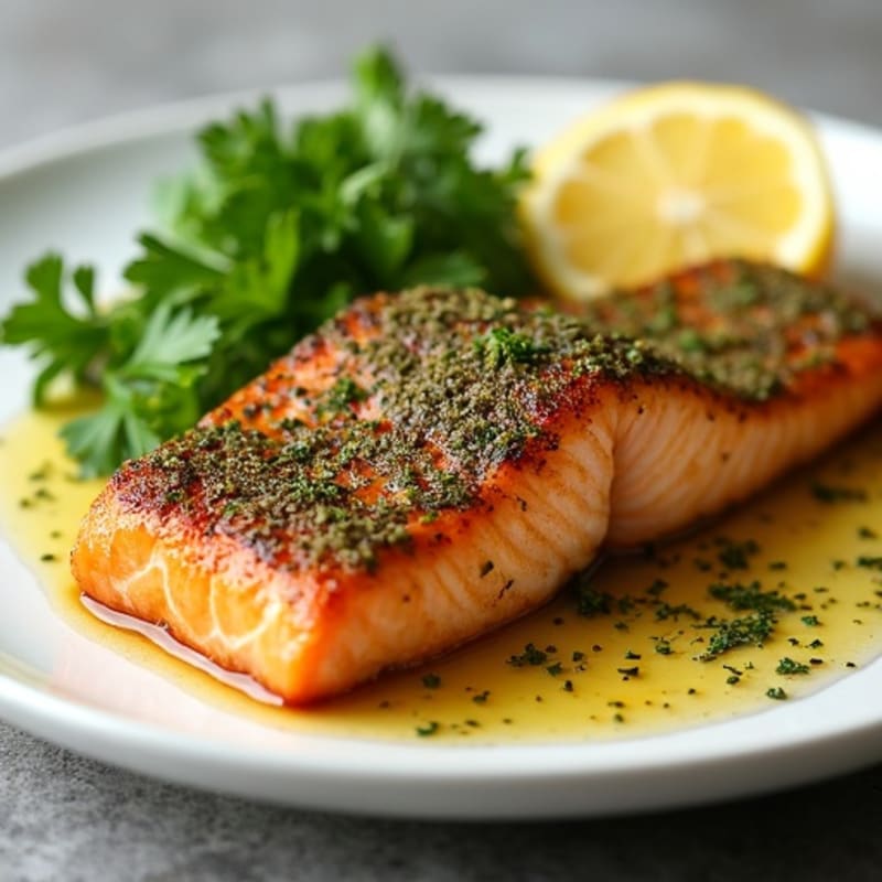 Herb-Crusted Pan Seared Salmon with Lemon