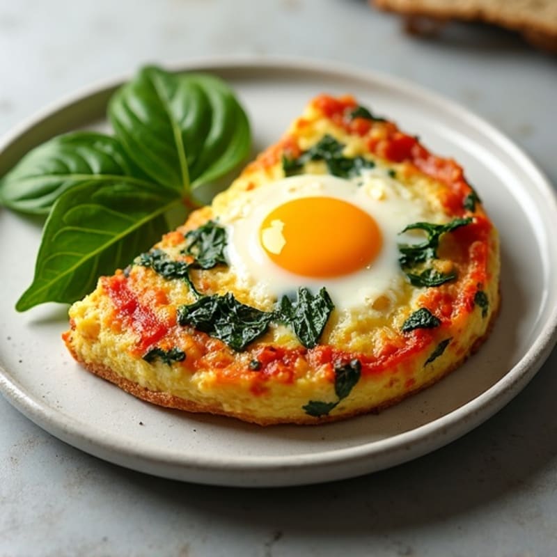 Fluffy Egg Frittata with Fresh Spinach and Bell Peppers