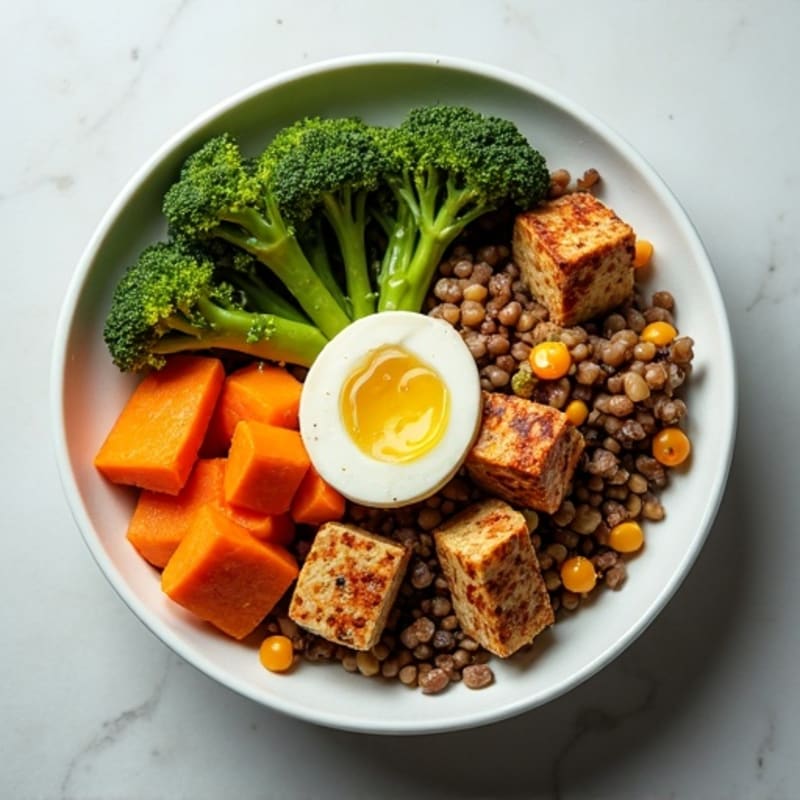 Hearty Protein-Packed Lentil and Quinoa Bowl with Roasted Vegetables