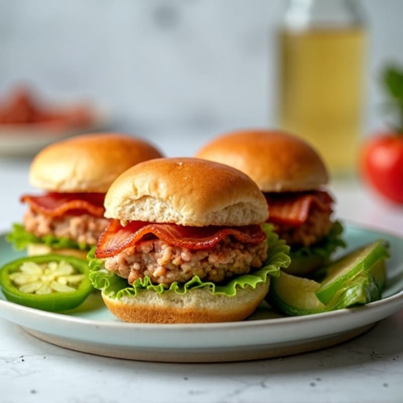 Lean Turkey Jalapeño Sliders with Crispy Bacon Wrap