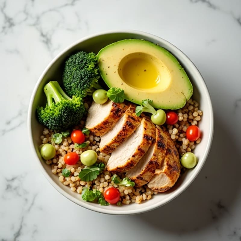 Grilled Chicken and Quinoa Power Bowl with Roasted Broccoli