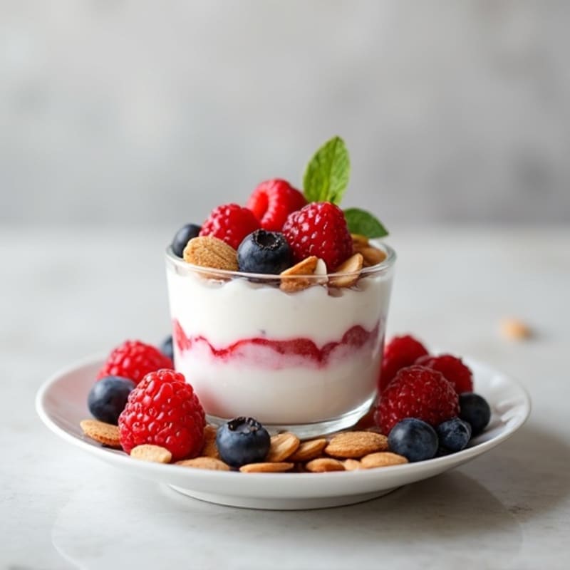 Greek Yogurt Protein Parfait with Mixed Berries and Almonds