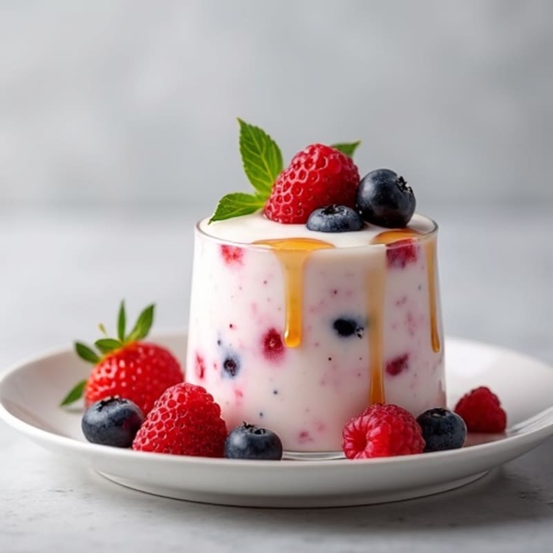 Greek Yogurt Protein Mousse with Mixed Berries