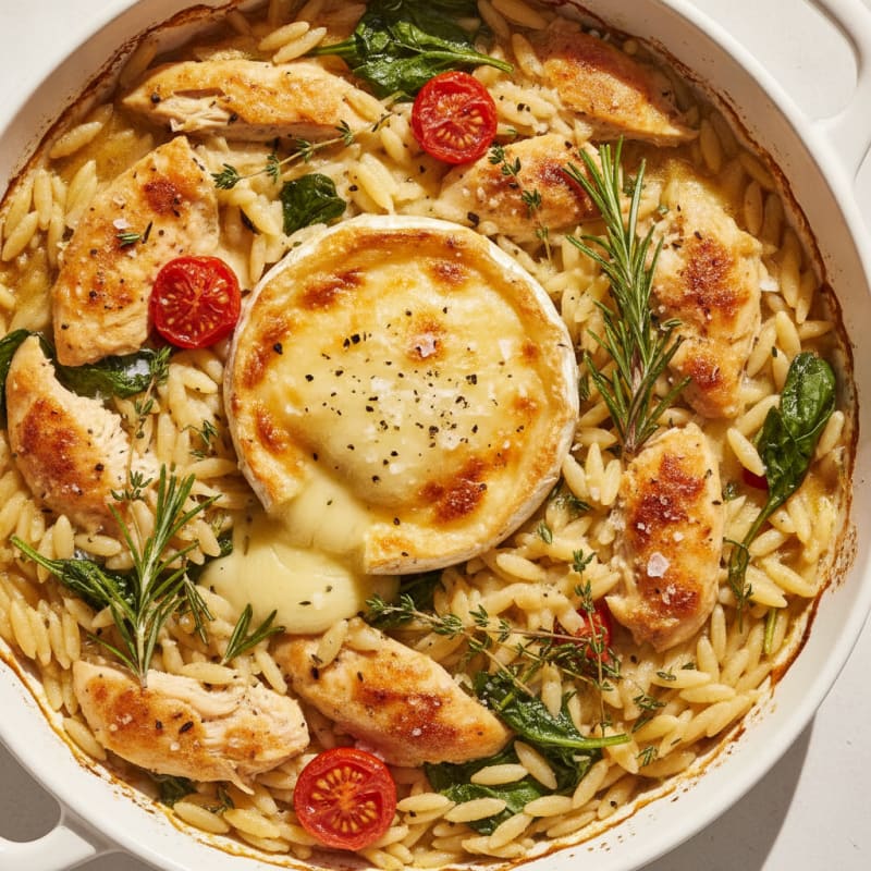 Baked Camembert Risoni with Herbs