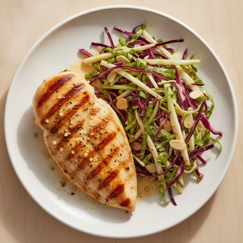 Grilled Chicken Breast with Crunchy Cabbage Slaw