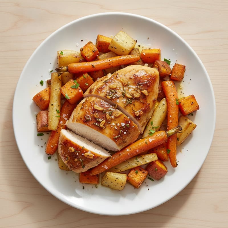 Garlic Herb Chicken with Roasted Root Vegetables