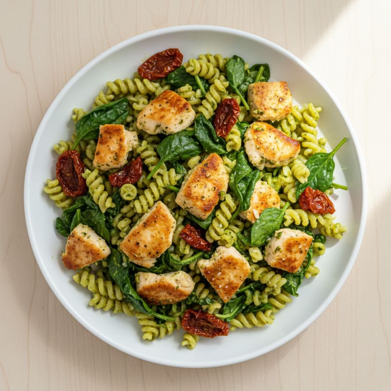 Pesto Chicken Pasta with Sun-Dried Tomatoes