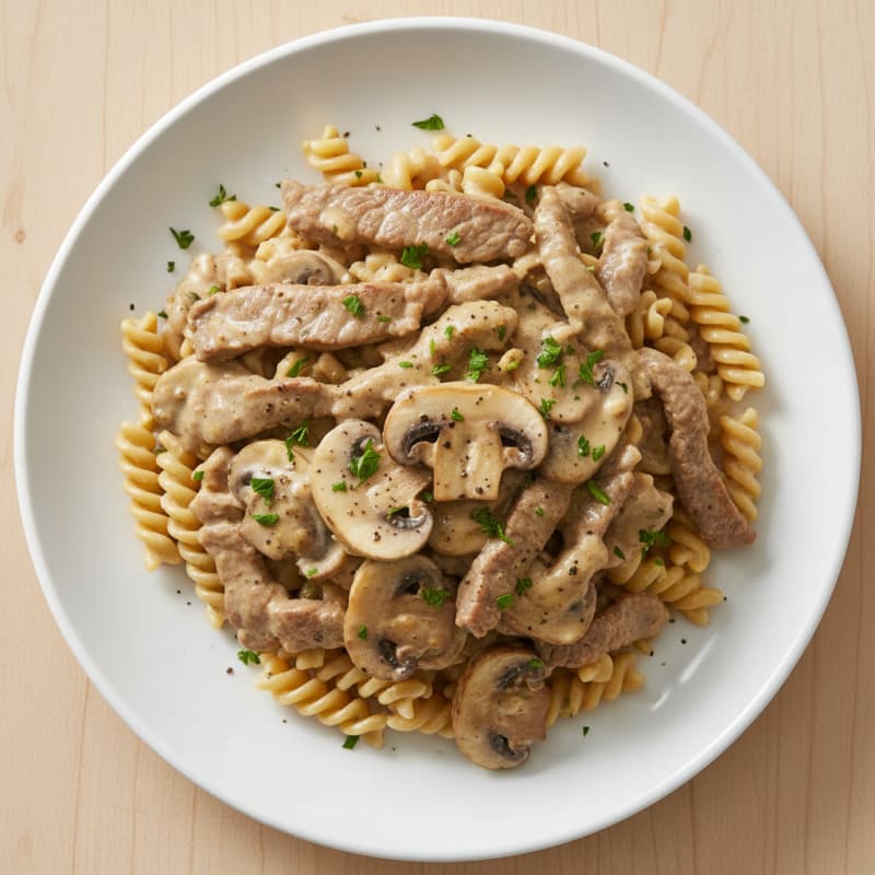 Tender Creamy Beef Stroganoff with Mushrooms