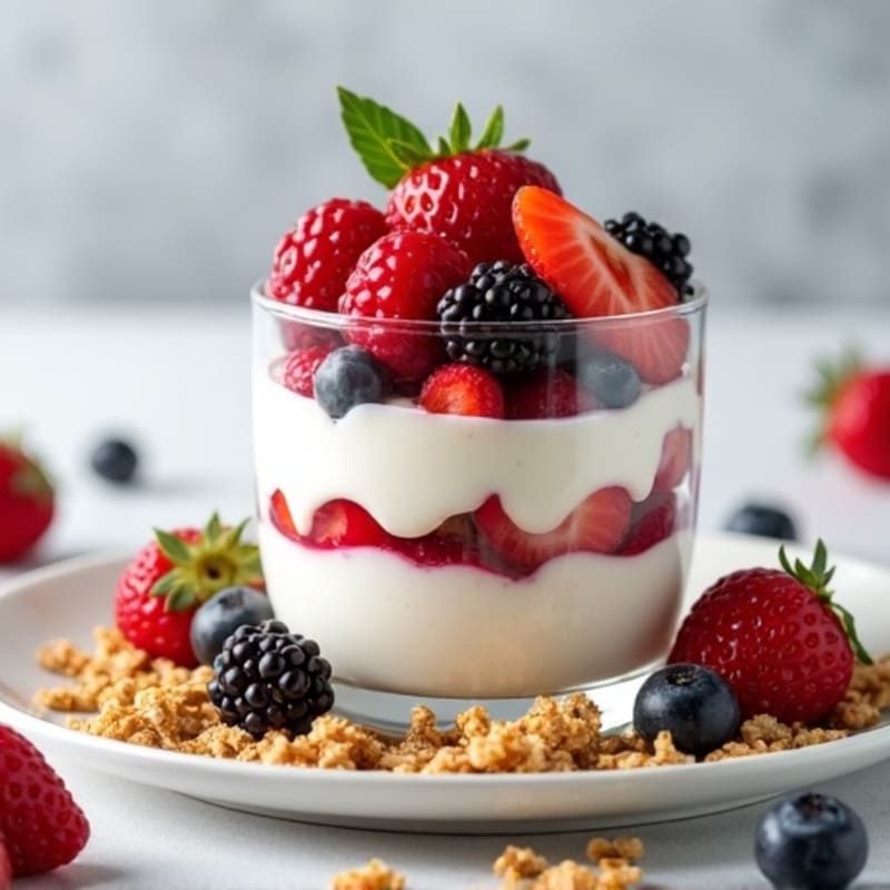 Greek Yogurt Protein Parfait with Mixed Berries