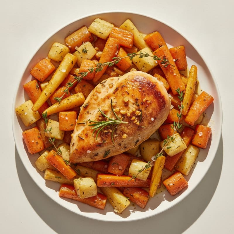 Garlic Herb Roasted Chicken with Root Vegetables