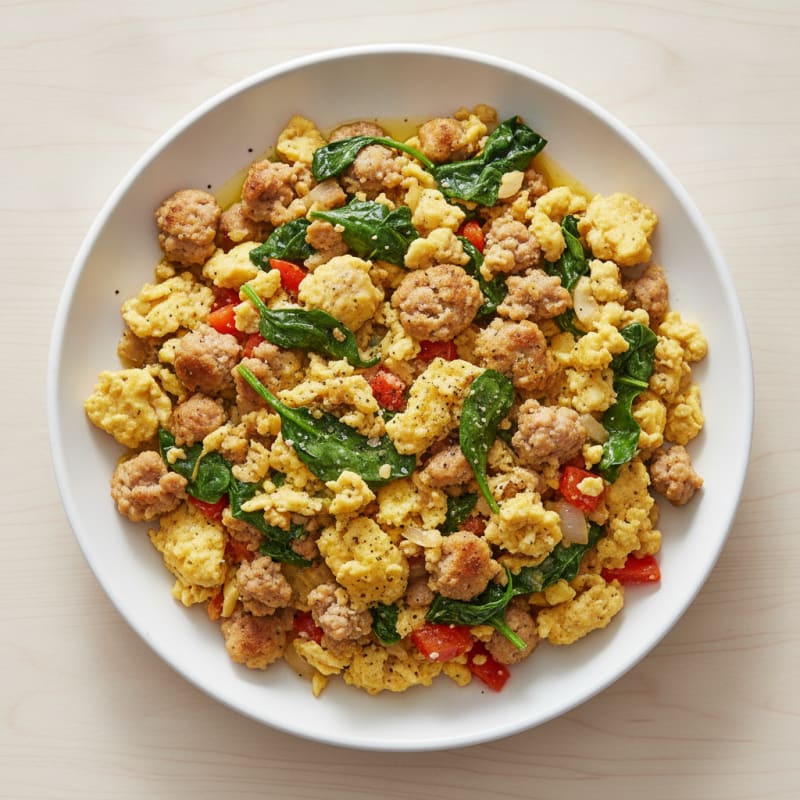 Sausage and Egg Scramble with Spinach