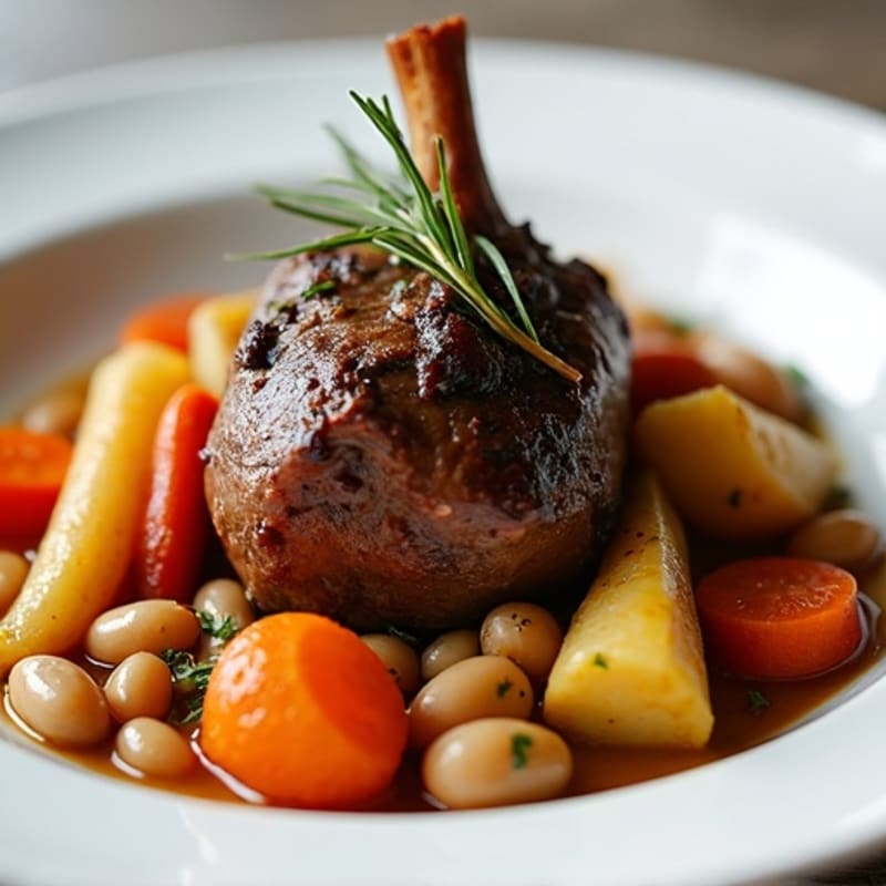 Herb-Braised Tender Lamb Shank with Root Vegetables