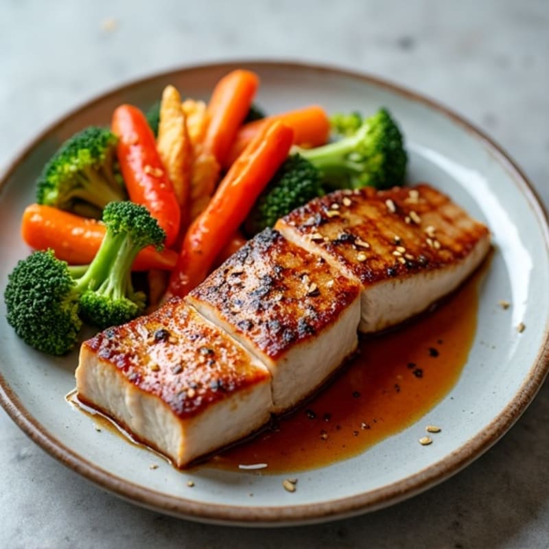 Sesame-Ginger Seared Tuna with Crispy Vegetables