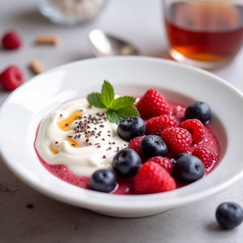 Greek Yogurt Protein Mousse with Mixed Berries