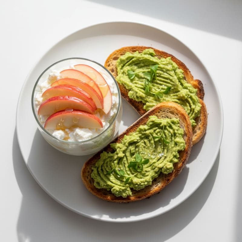 Greek Yogurt Parfait with Sliced Apples and Sourdough Toast