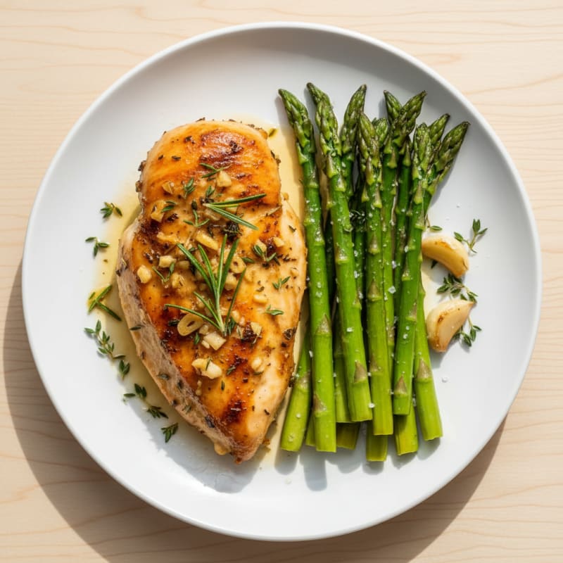 Garlic Herb Roasted Chicken with Asparagus