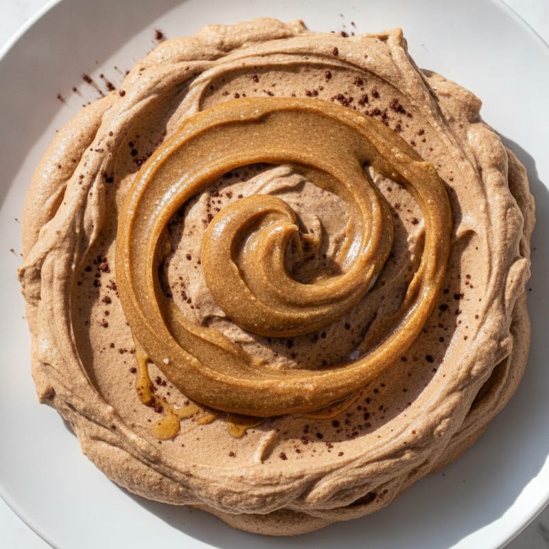 Chocolate Protein Mousse with Almond Butter Swirl