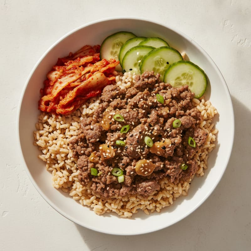 Korean Beef Bulgogi Bowl with Kimchi