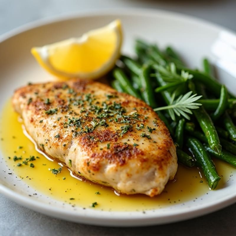 Herb-Crusted Pan Seared Chicken with Lemon Garlic Sauce