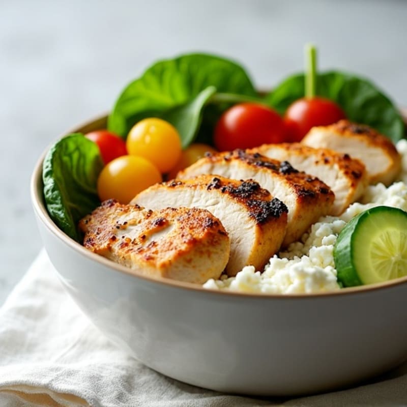 Creamy Cottage Cheese Power Bowl with Grilled Chicken and Crisp Veggies