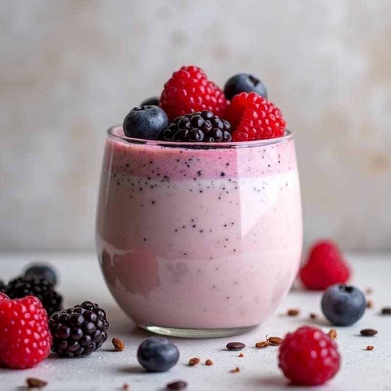 Silky Greek Yogurt Protein Pudding with Mixed Berries