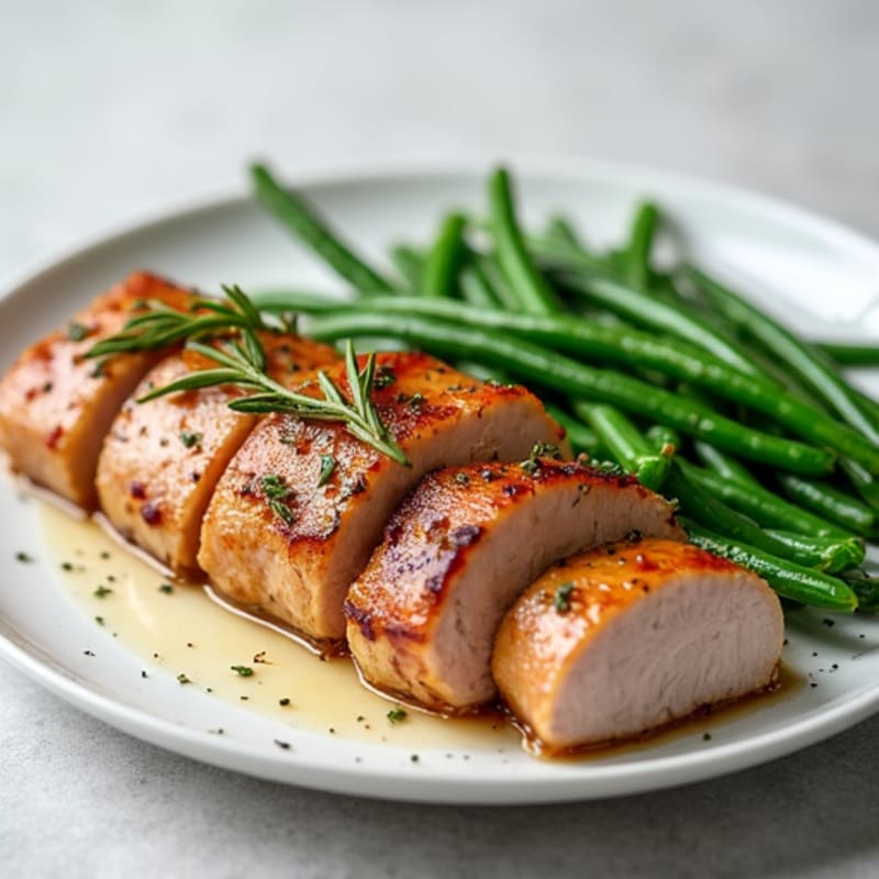 Herb-Roasted Pork Tenderloin with Garlic Green Beans