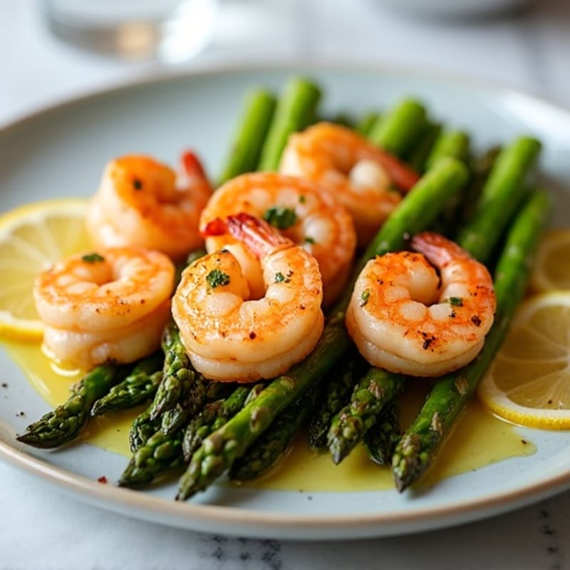 Pan-Seared Garlic Butter Shrimp with Roasted Asparagus