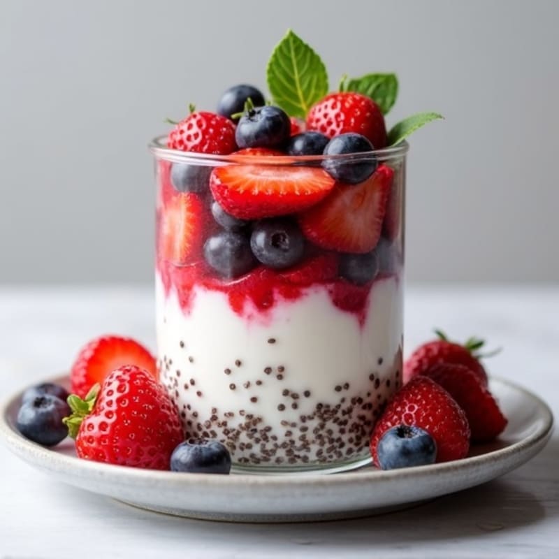 Greek Yogurt Parfait with Fresh Berries and Chia Seeds