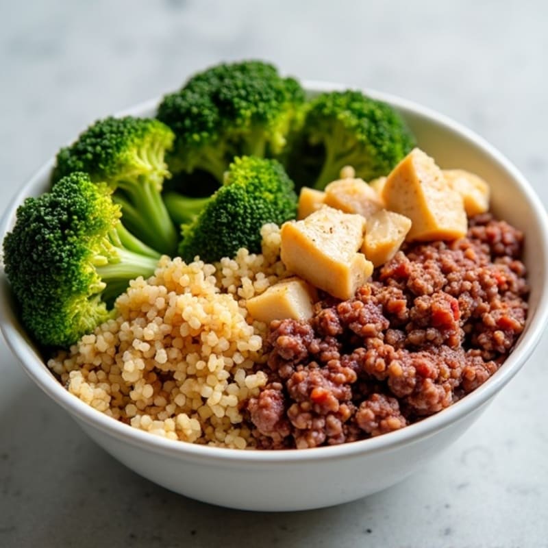 Lean Ground Beef and Quinoa Power Bowl with Roasted Broccoli