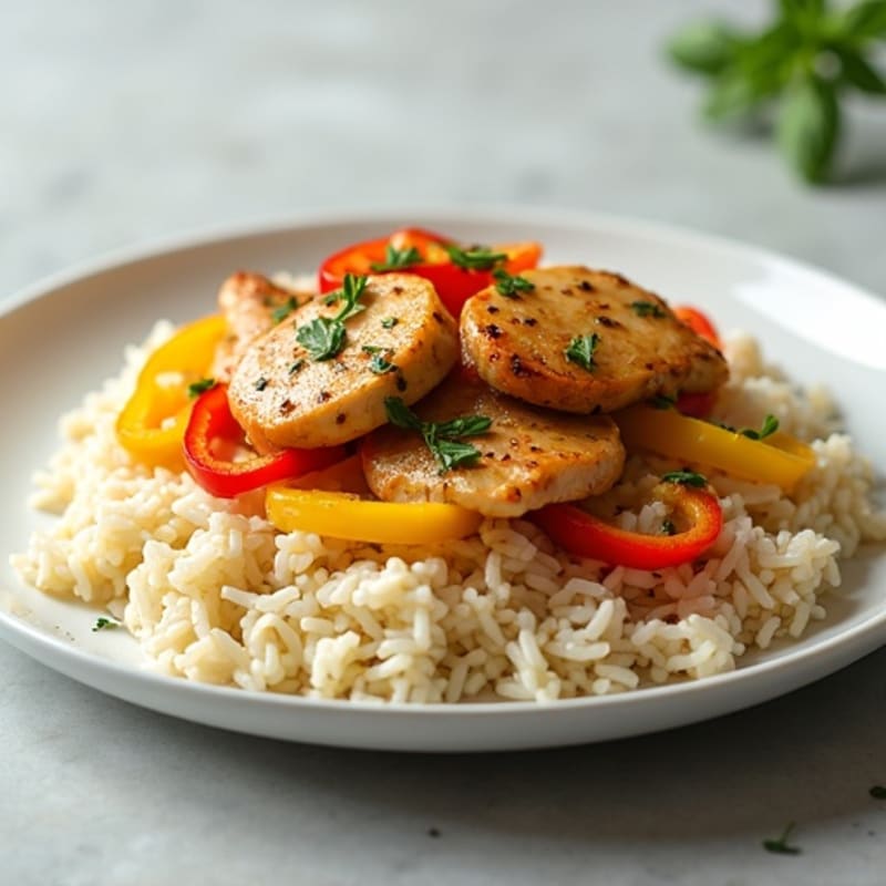 Citrus-Herb Chicken and Fluffy Rice Skillet with Bell Peppers