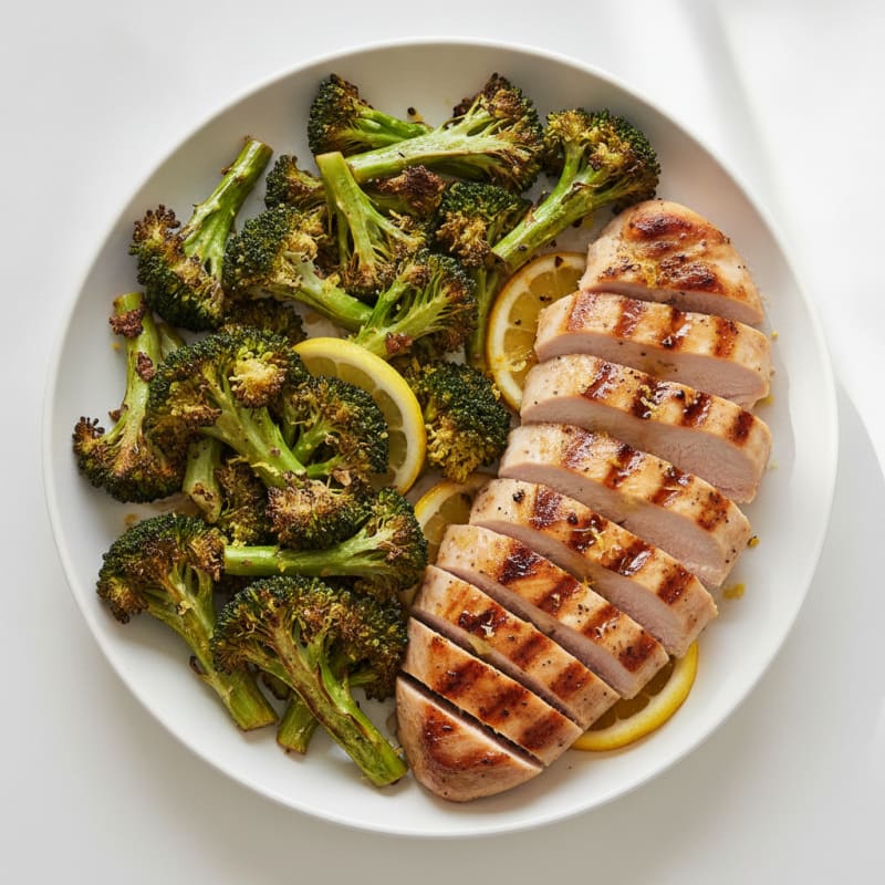 Grilled Turkey Breast with Roasted Broccoli