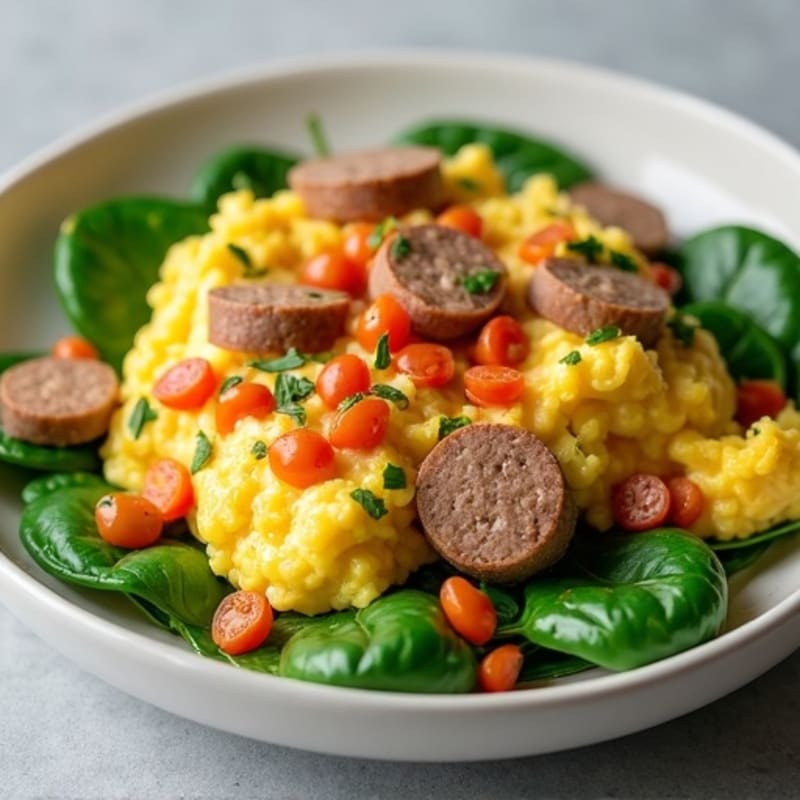 Egg White and Turkey Sausage Scramble with Spinach