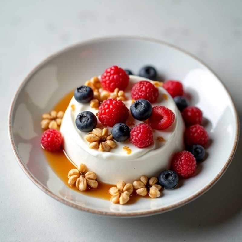 Creamy Greek Yogurt with Protein Powder and Fresh Berries