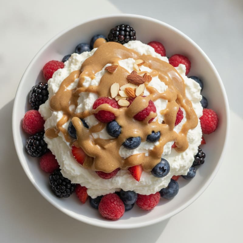 Greek Yogurt Protein Parfait with Mixed Berries and Almond Butter