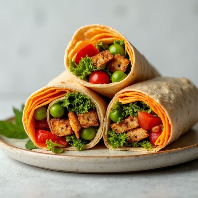 Crunchy Rainbow Veggie Wrap with Hummus