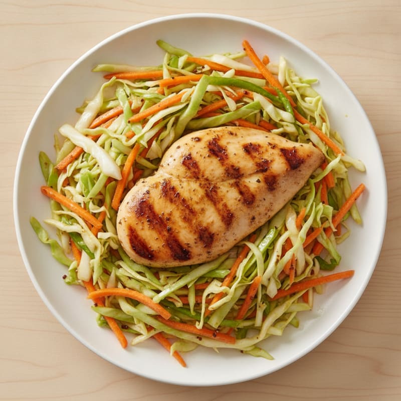 Grilled Chicken Breast with Crunchy Cabbage Slaw