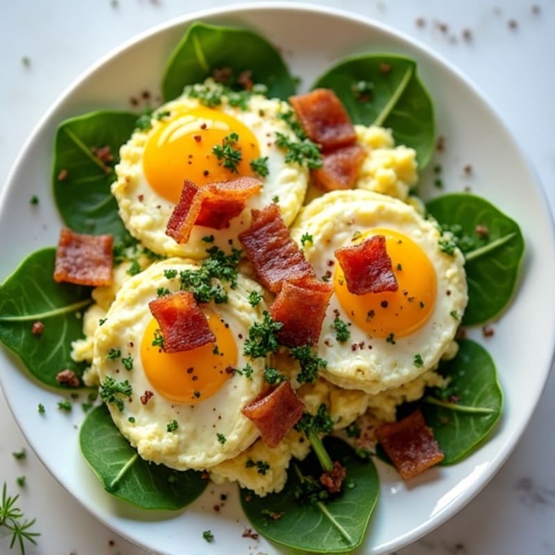 Cottage Cheese Scramble with Spinach and Turkey Bacon