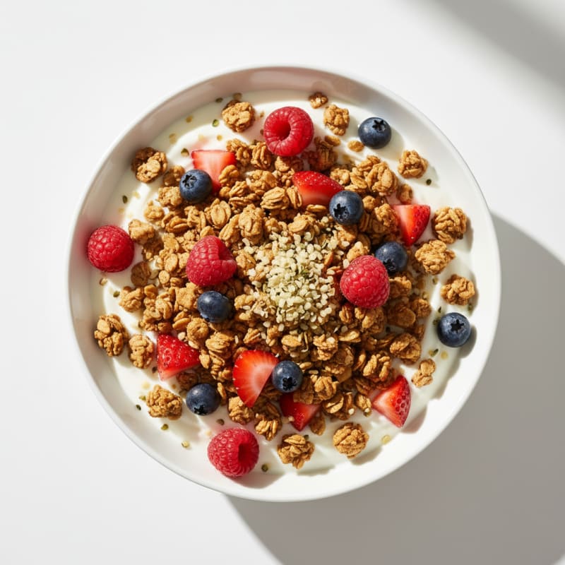 Creamy Greek Yogurt Bowl with Protein Granola and Mixed Berries